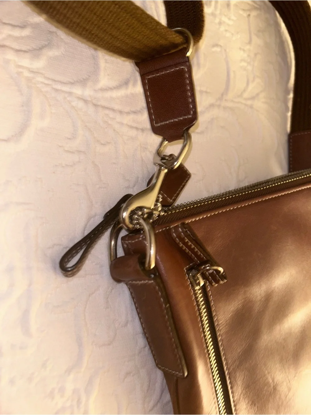Coach Brown Leather Crossbody Bag with Buckle Detail & multi pockets